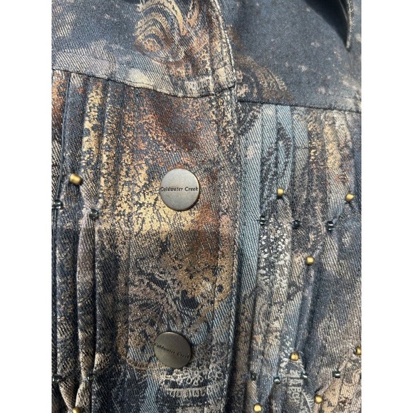 Coldwater Creek Womens Snap Jacket Size P14 Celestial Beaded Blue/Gray/Silver - Picture 5 of 8